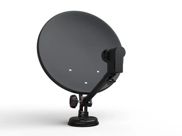 Černá Tv satelitní anténa - přední Detailní záběr — Stock fotografie