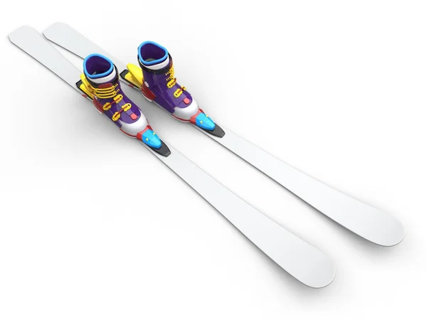 Fajne kolorowe buty narciarskie - widok z góry — Zdjęcie stockowe