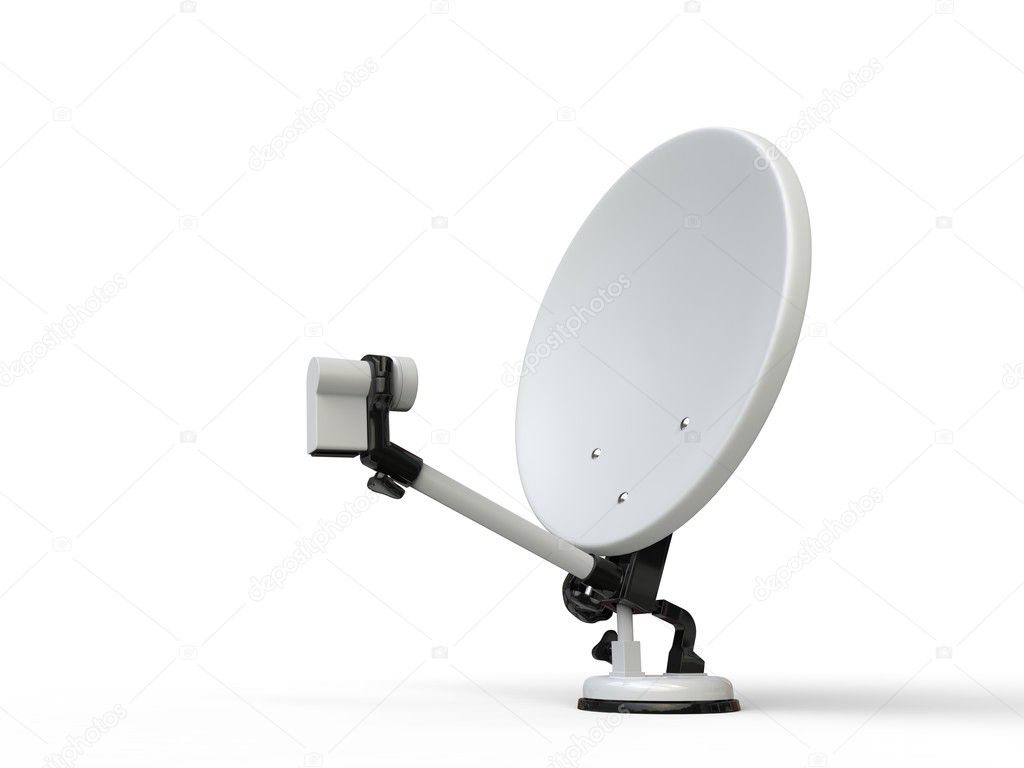 White TV satellite dish - side view