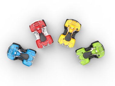 Dört wheeler motosiklet bir yarım daire-Üstten Görünüm