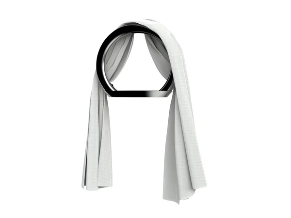 Serviette blanche sur porte-serviettes moderne rond fantaisie — Photo