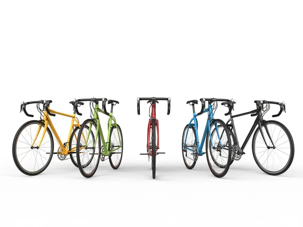 Conjunto de bicicletas esportivas coloridas — Fotografia de Stock