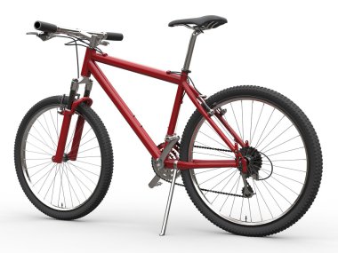 Kırmızı dağ bisikleti - sidestand üzerinde duran
