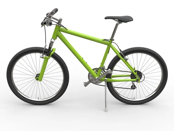 Yeşil dağ bisikleti - sidestand üzerinde duran