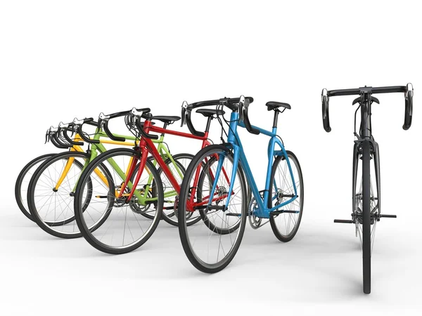 Набір барвистих спортивних гоночних велосипедів — стокове фото