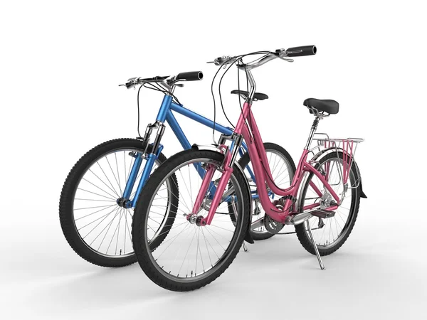 Biciclette maschili e femminili - rosa e blu — Foto Stock