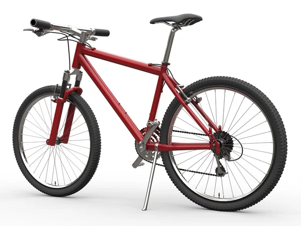 Червоний гірський велосипед стоїть на узбіччі — стокове фото