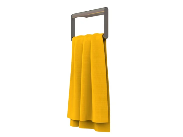 Žlutý ručník na věšák na ručníky — Stock fotografie