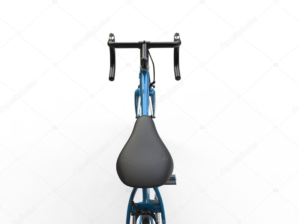 Sky blue sports bicycle - first person view - saddle view