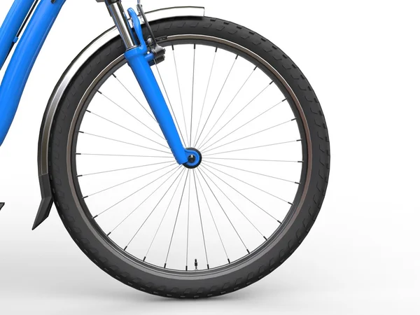 Vorderrad eines Fahrrads - ziemlich blaue Farbe — Stockfoto