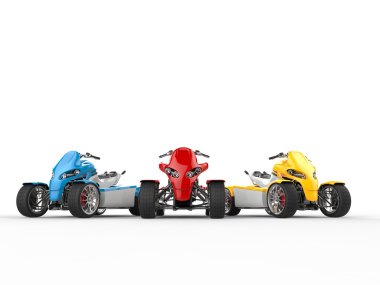 Kırmızı, mavi ve sarı modern quad Bisiklet
