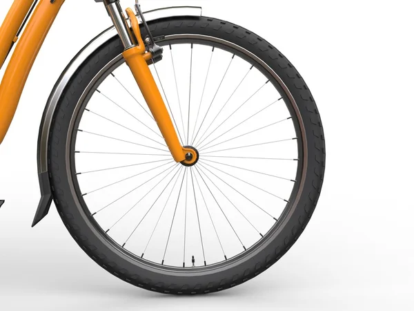 Переднє колесо велосипеда - жовта фарба — стокове фото