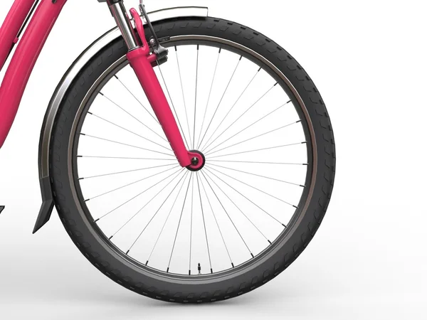 Переднє колесо велосипеда - тепла рожева фарба — стокове фото
