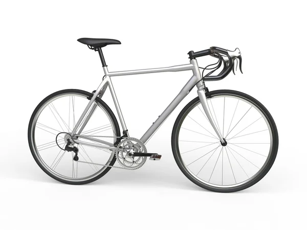 Срібний спортивний гоночний велосипед вид збоку — стокове фото