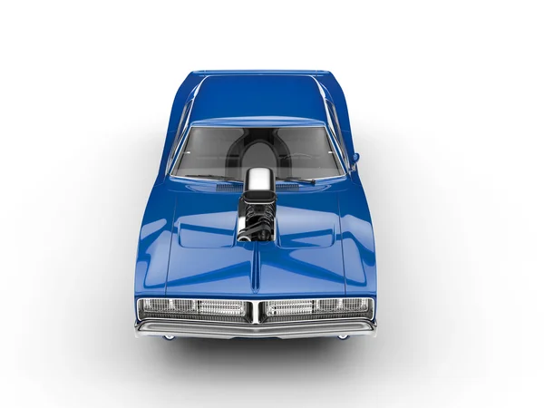 Cool blue muscle car - top view — Stockfoto