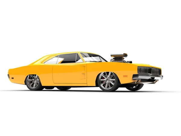 黄色肌肉车-影棚拍摄-侧视图 — 图库照片