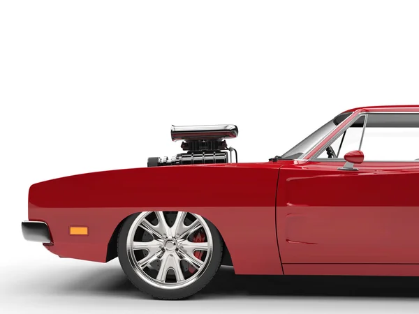 Vintage coche músculo rojo - vista lateral tiro de corte — Foto de Stock