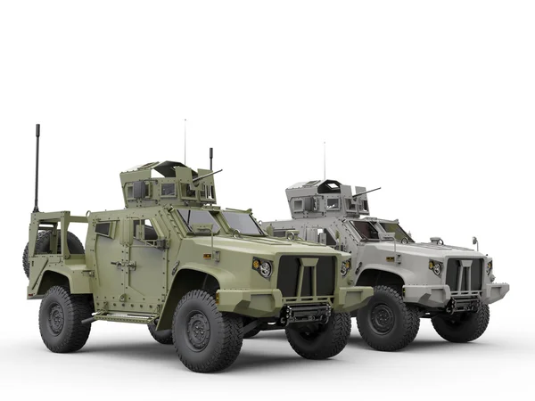 Militaire alle terrein tactische voertuigen - groen en grijs — Stockfoto