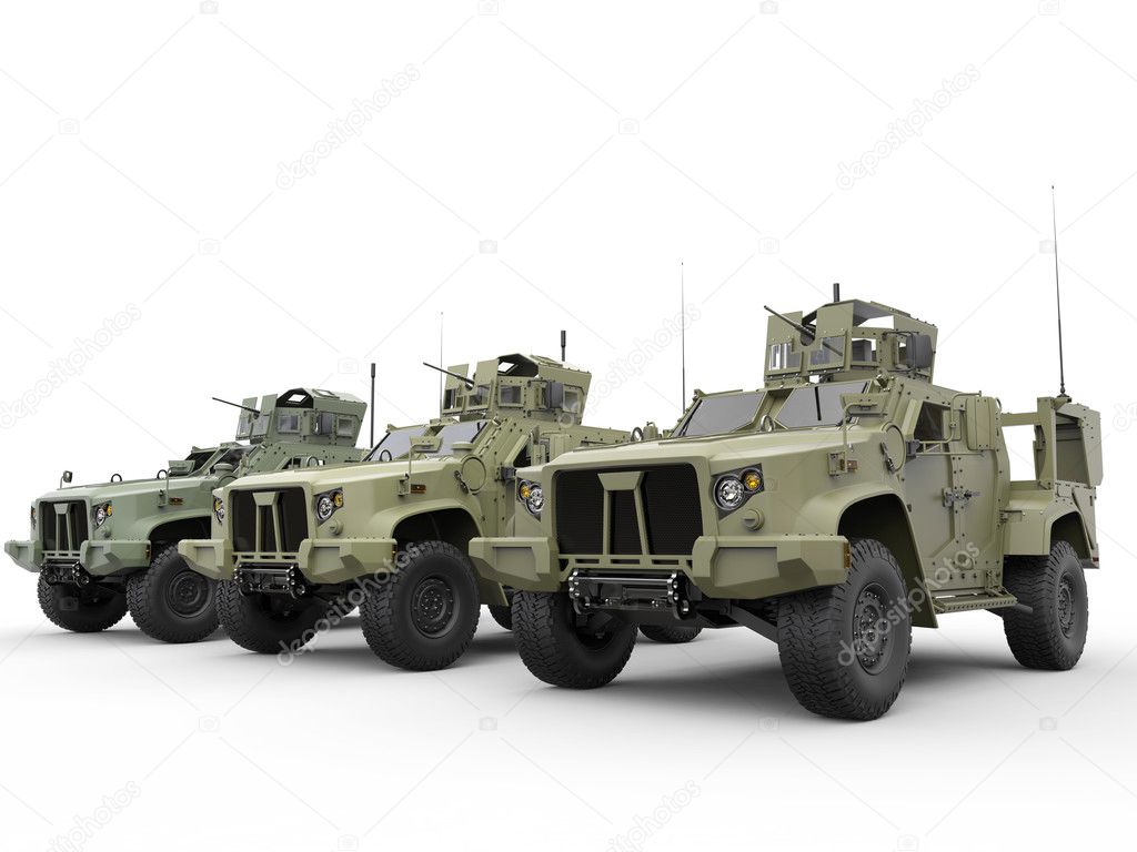 Green tactical light armor military vehicles