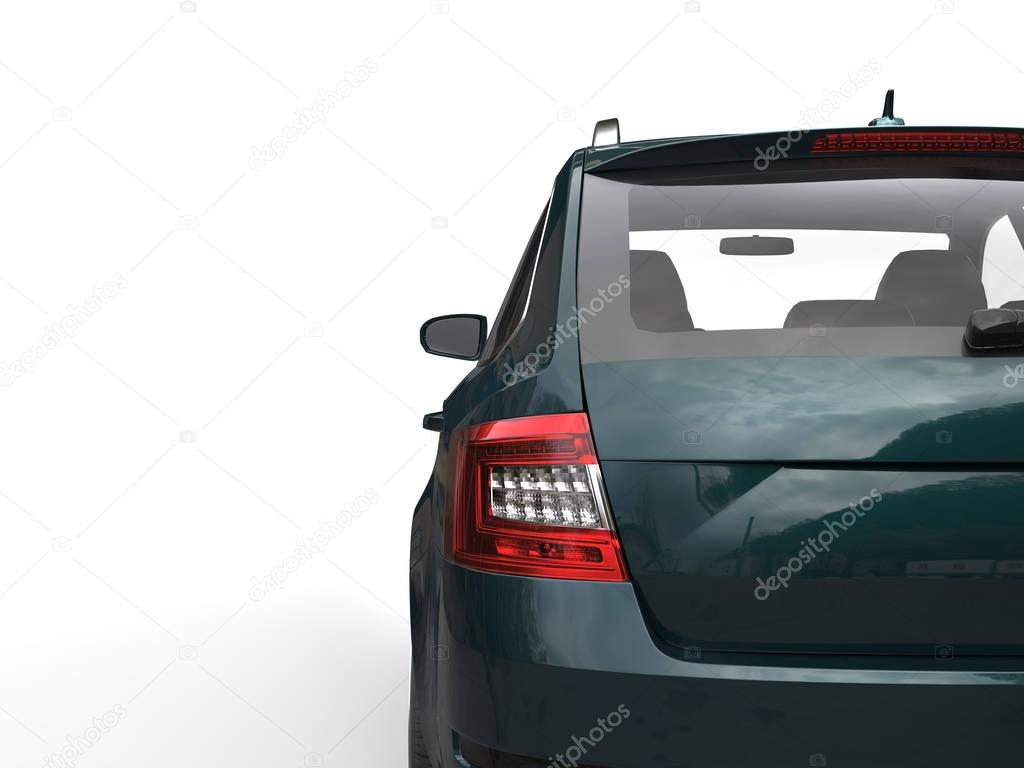 Green family car - back view - taillight closeup shot