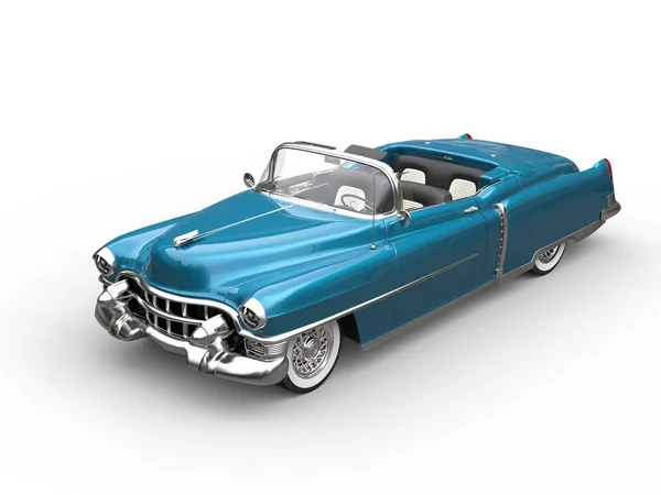 Világos kék oldtimer autó - felülnézet — Stock Fotó