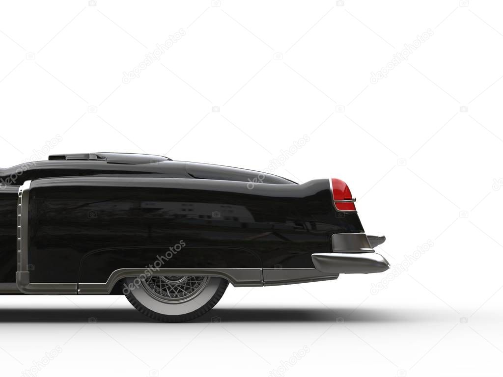 Black vintage car - back cut shot