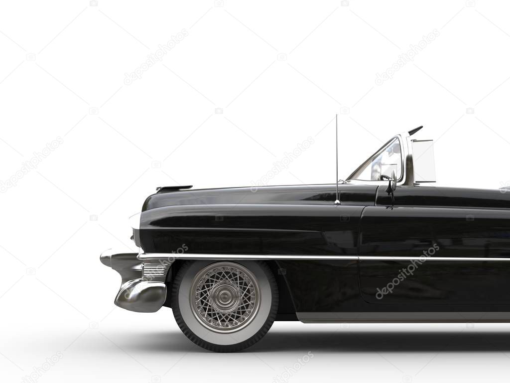 Black vintage car - front cut shot