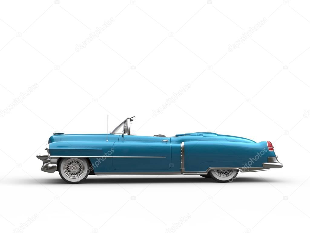 Cool vintage car - metallic blue - side view