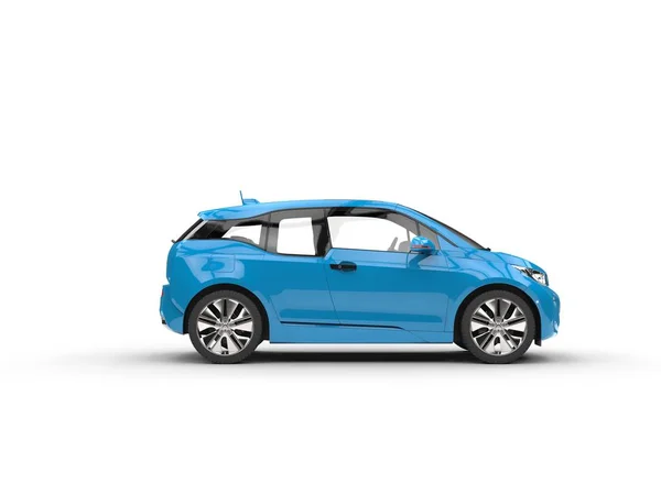 Blå elbil - sidebillede - Stock-foto