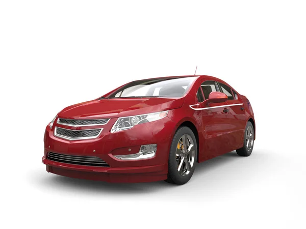 Metalen rode elektrische moderne auto - vooraanzicht — Stockfoto