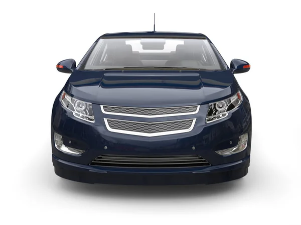 Velmi tmavě modré moderní elektrické auto - detailní pohled zepředu — Stock fotografie