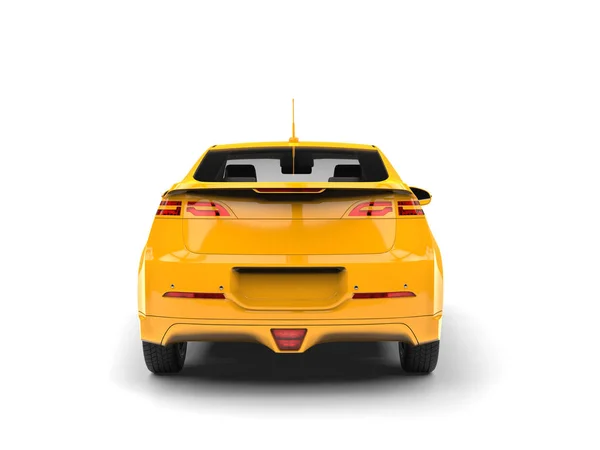 Nowoczesny biznes żółty samochód elektryczny - widok z tyłu — Zdjęcie stockowe