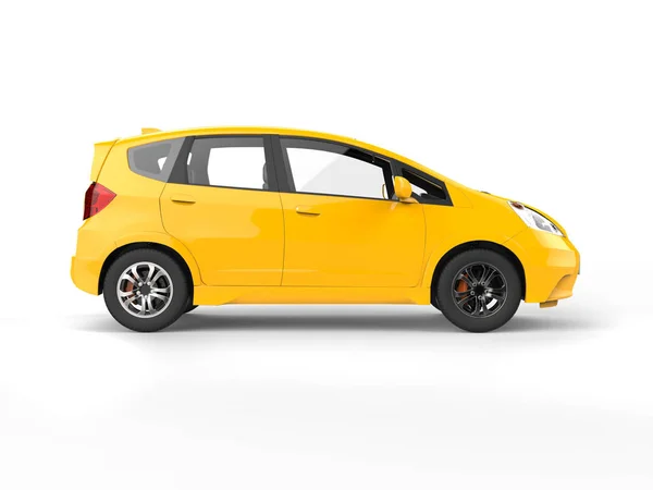 Auto elettrica compatta moderna gialla - vista laterale — Foto Stock