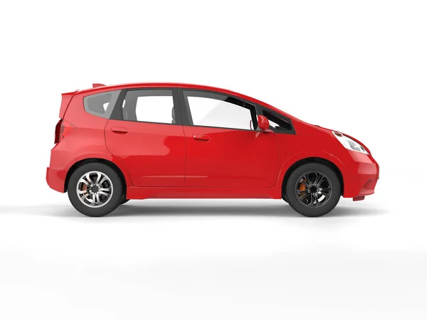 Rode moderne compacte elektrische auto - zijaanzicht — Stockfoto