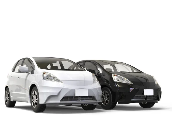 Blanco y negro modernos coches eléctricos compactos — Foto de Stock