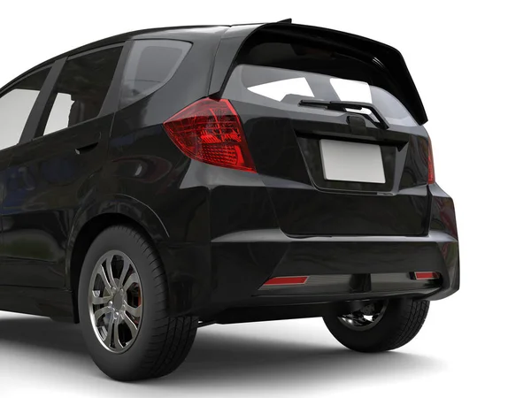 Mobil kompak modern metalik hitam tampilan belakang potongan gambar — Stok Foto