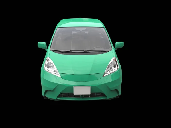 Pastel green modern compact car - front top view — Stock Photo, Image