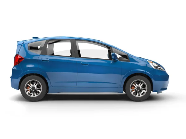Moderna piccola auto compatta blu - vista laterale — Foto Stock