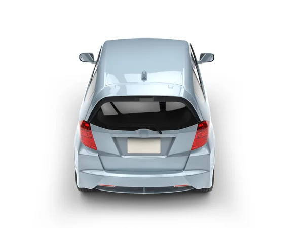 Pale blue metallic modern compact car - top back view — Stock Photo, Image