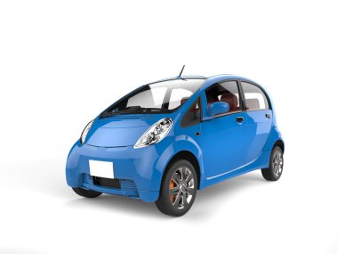 Küçük mavi elektrikli modern otomobil - stüdyo aydınlatma