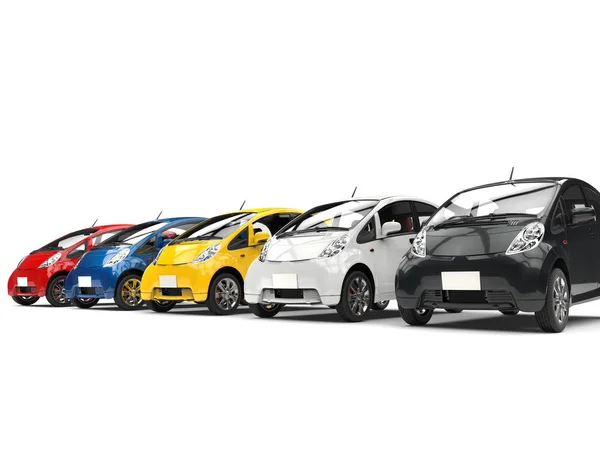Conjunto de coches eléctricos modernos multicolores compactos — Foto de Stock