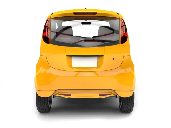 Arany sárga kompakt autó - hátsó nézet — Stock Fotó