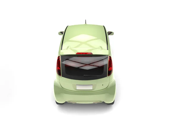 Amarelo verde moderno carro pequeno - vista superior — Fotografia de Stock