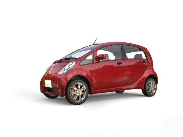 Cherry red electric compact car