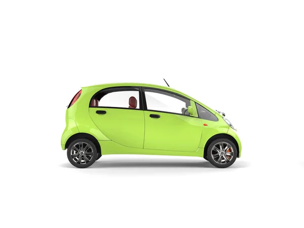 Малий зелений електричний сучасний автомобіль вид збоку — стокове фото