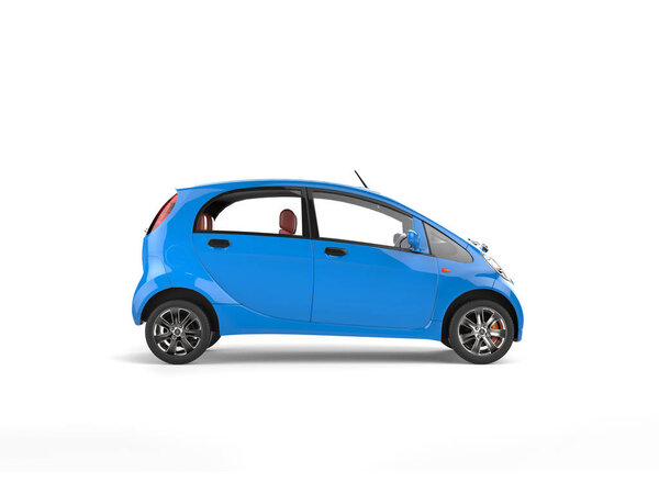 Small blue electric modern car - side view