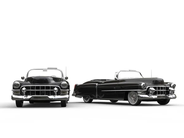 Dos coches vintage negros impresionantes - lado a lado —  Fotos de Stock
