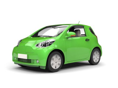 Metalik yeşil küçük kentsel elektrikli otomobil - güzellik vurdu