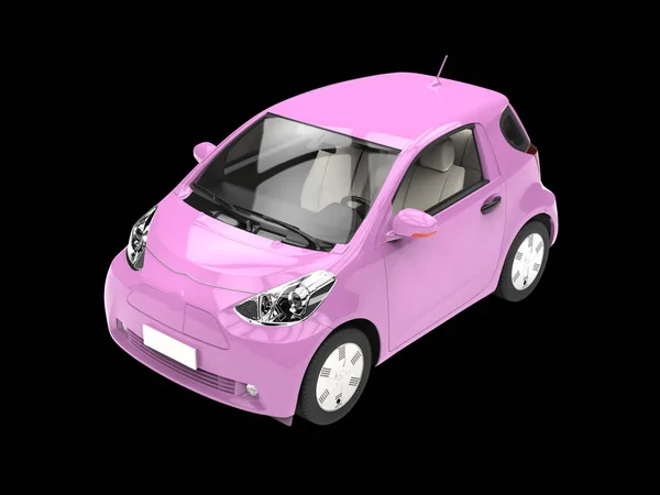 Cool rosa compacto carro urbano no fundo preto — Fotografia de Stock