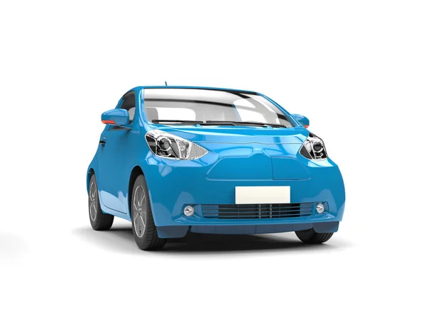 Azul pequeño coche eléctrico urbano moderno - plano de estudio — Foto de Stock